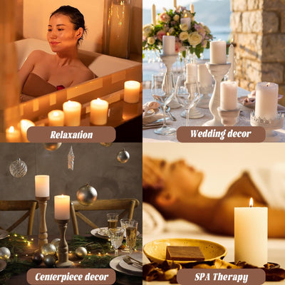 TRIRITE 4pcs White Pillar Candles Bulk 2.8x4inchs Unscented, Smokeless and Dripless Large Round Candles Pillar for Weddings, Home Decoration, Restaurants, Spa, Church (4pcs)