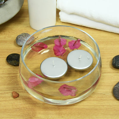 Zest Candle 24-Piece Floating Candles, 2.25-Inch, Metallic Silver