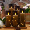 kakoya Flameless LED Candles with Timer 5 Pc Flickering Flameless Candles for Romantic Ambiance and Home Decoration Stable Acrylic Shell,with Embedded Star String，Battery Operated Candles（Grey）