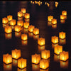 FUELYE 10 Pack 6" Star Shaped Floating Lanterns with Waterproof Wooden Base Sets, Paper Water Lanterns Decoration with LED Tealight Candle (10Sets Lanterns+Candles)