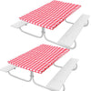 2 Pieces Checkered Vinyl Table Cover for 72 x 30 Inch Tables Gingham Picnic Fitted Tablecloth Flannel Backed Lining Stretched Rectangle Table Cover Elastic Oilproof Waterproof Tablecloth (Red White)