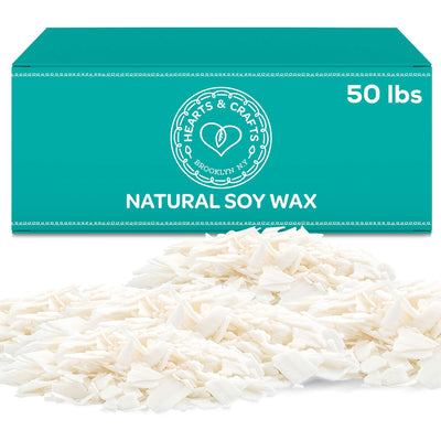 Hearts & Crafts Natural Soy Wax for Candle Making - 50lbs Natural Soy Wax - 2 Metal Centering Devices, 50lbs Soy Wax Flakes - Candle Wax & Candle Making Wax Supplies Kit (Candle Wicks Not Included)