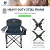 ALPHA CAMP Oversized Heavy Duty Lawn Chair with Cooler Bag Support 450 LBS Steel Frame Camping Folding Collapsible Padded Quad Lumbar Back Arm Chair for Outdoor, Portable, Green