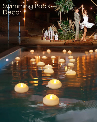 ARDUX 12 PCS LED Floating Candles - 3 Inch Flameless Plastic Floating Tea Lights for Bathtub Swimming Pool Vase Centerpiece Decoration