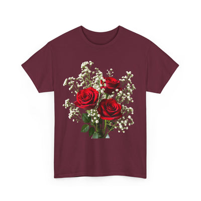 Wildflowers and Red Roses, Graphic T-Shirts for Women, Floral Shirt, Womens Short Sleeve, Ladies Graphic Tees #5127TTS