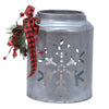 Mark Feldstein & Associates Snowflake Silver Tone 7 x 5 Galvanized Iron Holiday LED Pillar Candle Lantern