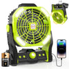 DOWILLDO 20000mAh Battery Powered Portable Fan - Rechargeable Outdoor Camping Fan with LED Lantern, Personal Cooling Fan for Bedroom with Cold Air, Table Fan for Travel, Hiking, Fishing, Picnic…