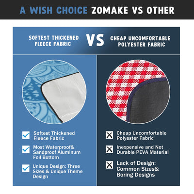 ZOMAKE Picnic Blankets Waterproof Foldable,79"x79" Concert Blanket,Beach Blanket,Yard Blanket,Outdoor Grass Blanket - Sandproof - Large (Peacock Blue)