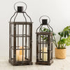 Glitzhome Farmhouse Wood Metal Large Decorative Lanterns Hanging Candle Lanterns Set of 2, Black (No Glass)