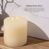 Bask Large Mottled Pillar Candles - Unscented - 6-Inch Diameter for Extra-Wide Holders - 3-Wick Candles for Home and Events - Ivory