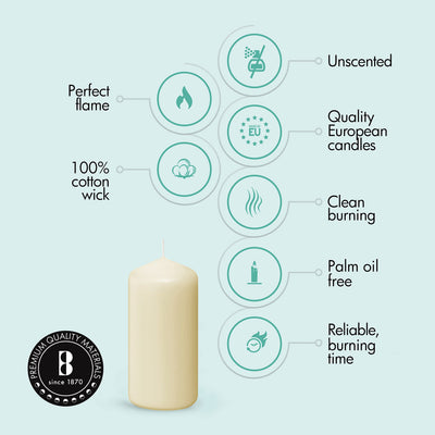 BOLSIUS 12 Ivory Pillar Candles Set - Unscented 43 Hour Long Lasting Candles - 2.7-x 5.1-inch Dripless Clean Burning Smokeless Dinner Candle - Perfect for Weddings Parties and Special Occasions