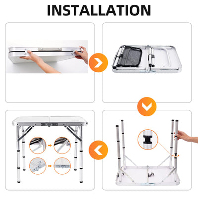 Nice C Card Table, Folding Picnic Table, Small Table, Adjustable Height Folding Table, Camping, Outdoor, Portable Lightweight Aluminum, with Carry Handle for Beach, Indoor, Office (Small)