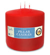 Hyoola Red Three Wick Large Candle - 6 x 6 Inch - Unscented Big Pillar Candles - 146 Hour - European Made