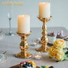 2 Pcs Gold Pillar Candle Holders, Gold Candlestick Most Ideal for 3" Pillar Candles, Gifts for Wedding, Party, Home, Spa, Reiki, Votive Candle (S + L)