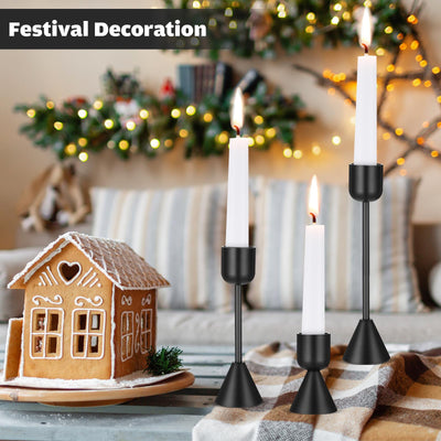 Suclain Set of 24 Short Candle Holders Metal Taper Candle Holders Modern Candlestick Holder Table Centerpieces for Party, Wedding, Dinning, Home, Birthday Decor(Black)