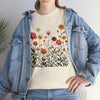 Wildflowers and Pink Roses, Graphic T-Shirts for Women, Floral Shirt, Womens Short Sleeve, Ladies Graphic Tees #5023TTS