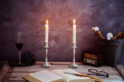 Sziqiqi Silver Plated Candlestick Holders Set of 2 Taper Candle Holders Deluxe Ornate Candle Holders for Shabbat Taper Candles, Candle Centerpiece, Wedding Candles, Christmas Candle, 7.4inch