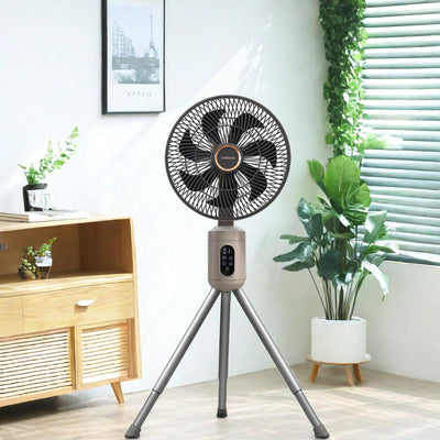 YOKEKON Oscillating Standing Fan, Outdoor Fan for Patios 37” High Floor Fan 12000mAh Rechargeable Battery Operated Pedestal Fan with Remote Light, Bedroom/Patio/Home/Camping/Travel, 8 Speeds, Timer