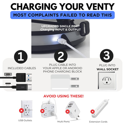 VENTY Portable Fan - Wireless Battery Operated Fan, 48HR Run Time 16000MAH Oscillating Rechargeable Fan, Remote Control & LED Lighting, Folding Telescopic Camping Fan (Black with Case)