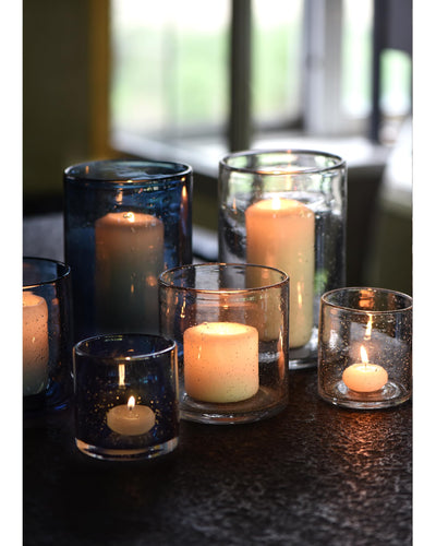 ARIAMOTION Candle Holder Set of 3 Clear Glass seeded Bubbles Modern Hurricane Cylinder Table Centerpiece Pillar Votive Flower vase Room Decor Wedding Birthday Party Event 8" 5" 3.5" Height