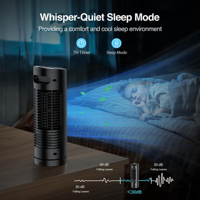 VCK 13-Inch Tower Fan - 70° Oscillation Desk Fan with 3 Speeds, 3 Wind Modes, Safe Bladeless Design, Digital Touch Screen, Remote Control, 1-7H Timer - Quiet Table Fan for Home Office Bedroom