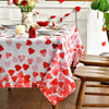 Horaldaily Valentine's Day Tablecloth 60×84 Inch, Red Love Hearts Washable Table Cover for Party Picnic Dinner Decor