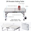 YUFIFAIRY Small Folding Camping Table with Mesh Layer 3 Heights 2 Foot, Aluminum Lightweight Portable Folding Table with Adjustable Legs, Great for RV, car Camping and Outdoor Cooking Picnic