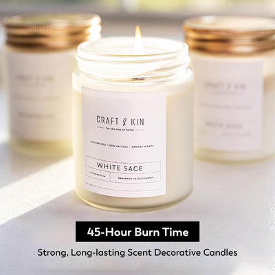 White Sage Candles | Sage Candles for Cleansing House | Summer Candle, Wood Wicked Candles | 8 oz 45 Hour Burn, Scented Candles for Home Scented Candle Sage, Soy Candles, Masculine Candle