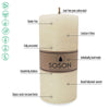 Simply Soson Set of 3 Ivory Rustic Textured Pillar Candles 3x4-inch - Unscented Dripless Large Bulk Candles - Home Wedding Rustic Décor