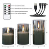 GenSwin Rechargeable LED Flameless Flickering Glass Candles with Remote Timer, Battery Operated Pillar Candles Long Lasting Grey Real Wax USB Candles (D 3”×H 4”5”6”)