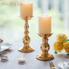 2 Pcs Gold Pillar Candle Holders, Gold Candlestick Most Ideal for 3" Pillar Candles, Gifts for Wedding, Party, Home, Spa, Reiki, Votive Candle (S + L)