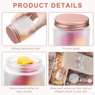 Tioncy 12 Pcs 4oz Frosted Empty Glass Candles Jars Containers with Rose Gold Lids 100ml Round Candle Making Jars Cosmetic Container Storage Jars Mason Canning Jar Food Storage for Powder Liquid