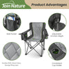 Join Nature Heavy Duty Camping Chairs Support 800lbs Oversized Adults Foldable Camping Chair with Full Padded for Outdoor, Beach,Lawn Sports, Black