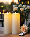 5plots 4" x 10" Waterproof Outdoor Flameless Candles Battery Operated LED Large Pillar Candles with Remote and Timer for Indoor Outdoor Lanterns, Long Lasting, White, Set of 2