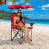 GYMAX Canopy Chair, Portable Folding Beach Pool Chair Lawn Chair with Canopy Two Cup Holders and Carry Bag, for Outdoor Beach Camp Park Patio (Red)