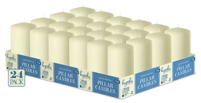 HYOOLA Ivory Pillar Candles 2-inch x 4-inch - 24 Pack Unscented Bulk Pillar Candles - European Made