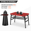 Small Folding Camping Table Portable - Adjustable Height Lightweight Foldable Table with Collapsible Stool and Mesh Layer for Hiking Camp BBQ Picnic Beach Cook Ideal as Lap Desk Bed Table Red