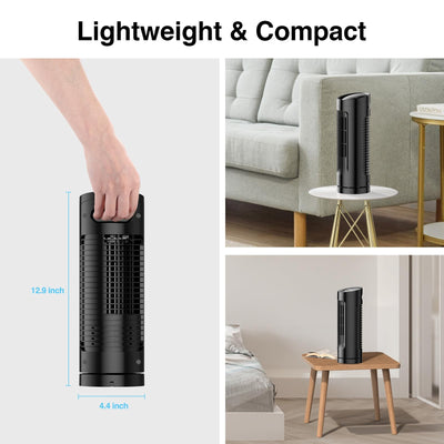 VCK 13-Inch Tower Fan - 70° Oscillation Desk Fan with 3 Speeds, 3 Wind Modes, Safe Bladeless Design, Digital Touch Screen, Remote Control, 1-7H Timer - Quiet Table Fan for Home Office Bedroom