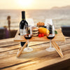 Youeon Portable Wine Picnic Table with 5 Wine Glasses Holder, Foldable Champagne Picnic Snack Table, Wine and Cheese Table for Picnic, Camping, Park, Beach, Wine Lover Gift