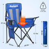 Nazhura 2 Pack Outdoor Camping Chairs Folding/Foldable/Portable with Cooler Pouch, Mesh Backrest and Cup Holder Pocket (Blue, 2 Pack)