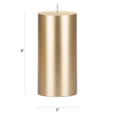 Mega Candles 3 pcs Unscented Gold Round Pillar Candle, Hand Poured Premium Wax Candles 3 Inch x 6 Inch, Home Décor, Wedding Receptions, Baby Showers, Birthdays, Celebrations, Party Favors & More