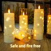 Nimiko Flickering Flameless LED Candles,Battery Operated Candles 5 Pcs with Embedded Star String,Acrylic LED Pillar Candles with Remote,Suitable for Home Decoration to Create an Atmosphere（Ivory）