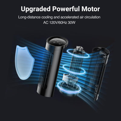 VCK 13-Inch Tower Fan - 70° Oscillation Desk Fan with 3 Speeds, 3 Wind Modes, Safe Bladeless Design, Digital Touch Screen, Remote Control, 1-7H Timer - Quiet Table Fan for Home Office Bedroom