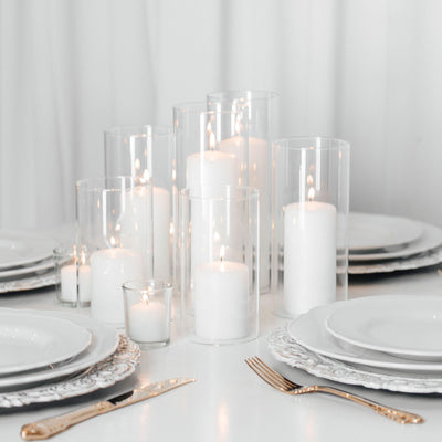 yummi Set of 36 Slim Pillars and Cylinder Vases - White