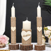 3 Pcs Rustic Unity Candles for Wedding Ceremony Set Mr and Mrs Burlap Wedding Candles 1(5.9'') Pillar 2(9.8'') Taper Candles for Weddings Ceremony Events Decor Emergency Lighting (Romantic Style)