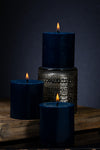 Richland Set of 3 Navy Blue Pillar Candles 3" x 3" Unscented Dripless for Weddings Home Holidays Relaxation Spa Church…