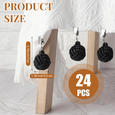 Tioncy 24 Pcs Outdoor Curtain Weights Table Cloth Weights Heavyweight Weights Ball Resin Cast Iron Cloth Holder Clip Furniture Pendant for Home Garden Wedding Party Camping Picnic (Black)