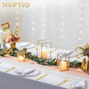 NUPTIO Candle Lantern for Wedding Centerpiece: 18 Pcs Clear Hurricane Glass Pillar Candles Holder with Gold Frame Bulk Decorative Candle Lanterns for Christmas Dining Table Decor 8.1 & 6.5 & 4.7 inch