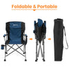 XGEAR Camping Chair with Padded Hard Armrest, Sturdy Folding Camp Chair with Cup Holder, Storage Pockets Carry Bag Included, Support to 400 lbs(Blue)