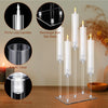 Hushee 8 Pcs Acrylic Candelabra Centerpieces 5 Arm Clear Candelabra Candle Holder Crystal Taper Candlestick with Rectangular Base Party Table Decoration Fit 0.87'' LED Candle(General)